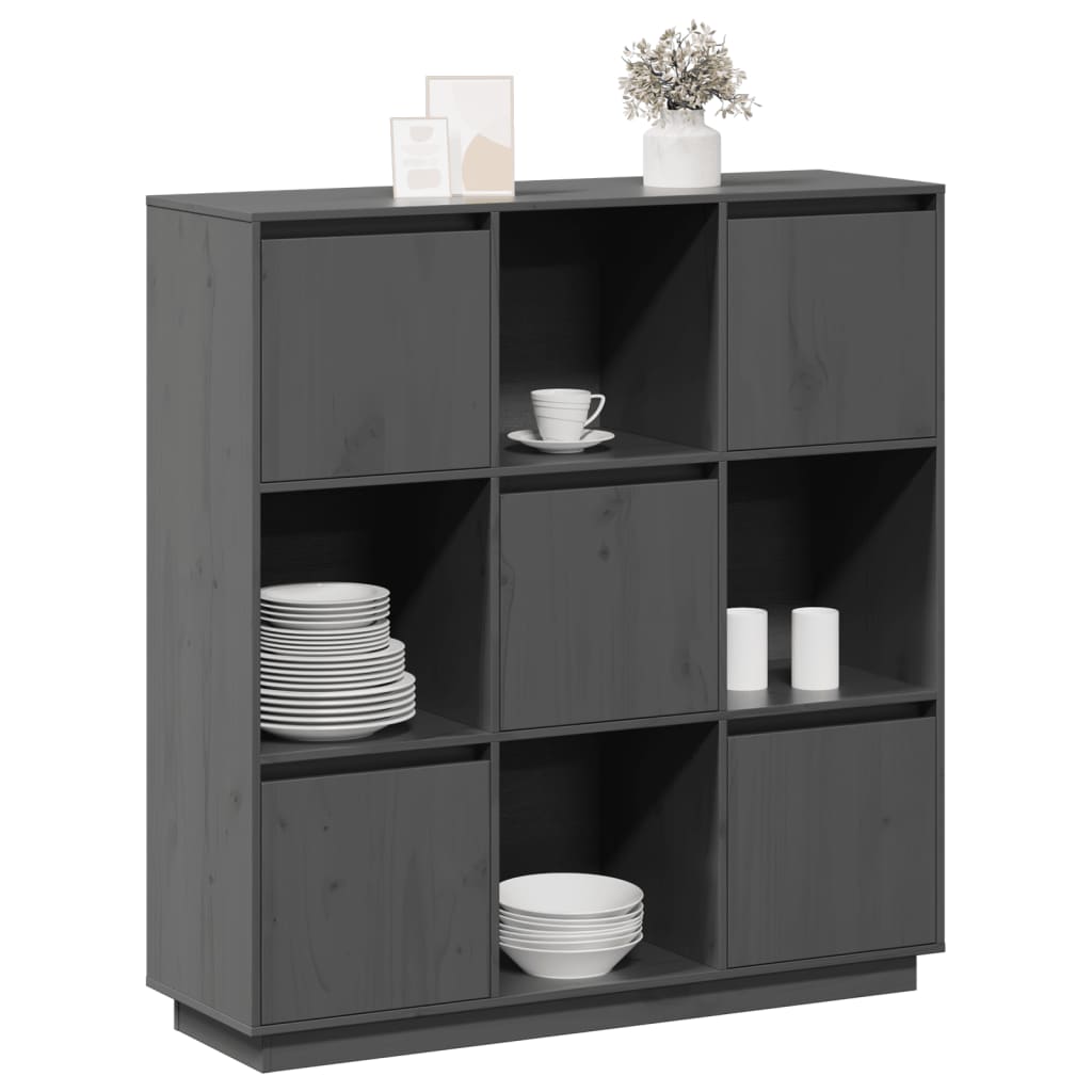 Kumode, pelēka, 110,5x35x117cm, priedes masīvkoks
