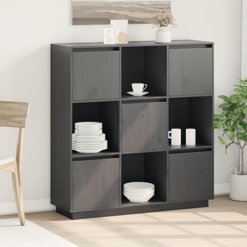 Kumode, pelēka, 110,5x35x117cm, priedes masīvkoks