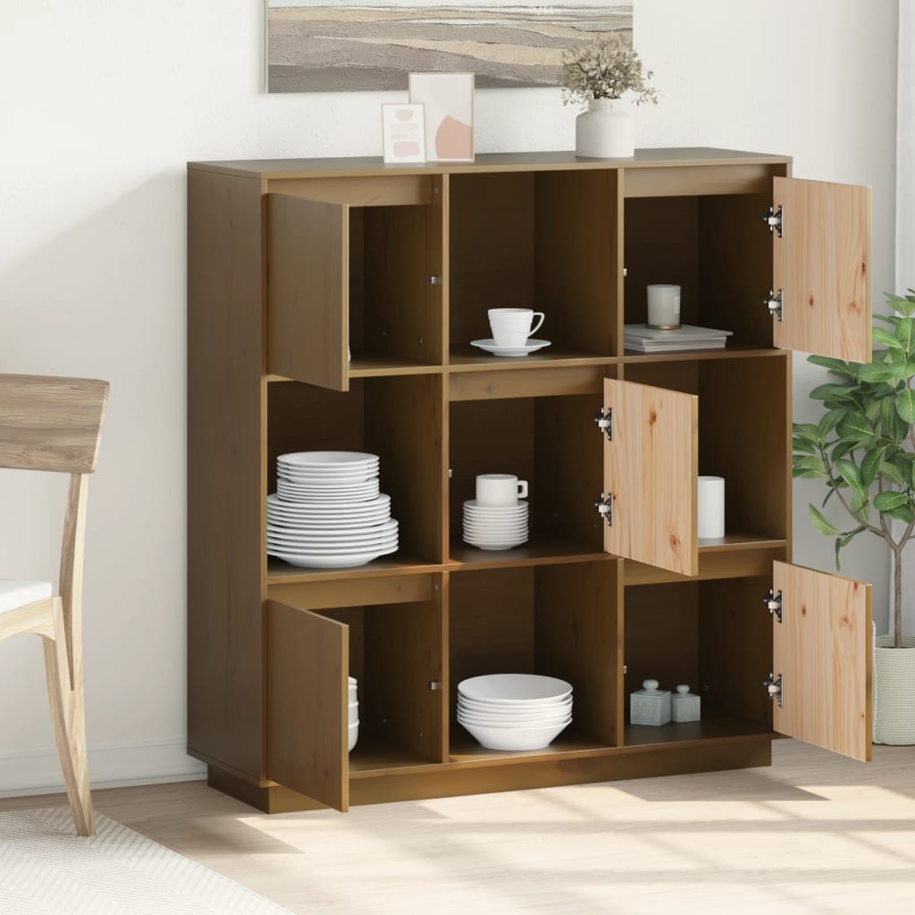 Chest of drawers, honey brown, 110.5x35x117cm, solid pine wood