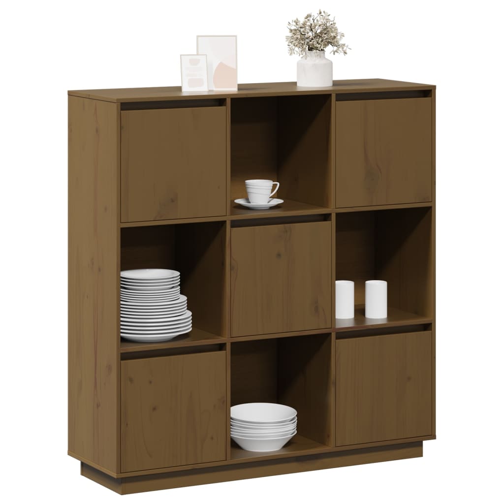 Chest of drawers, honey brown, 110.5x35x117cm, solid pine wood