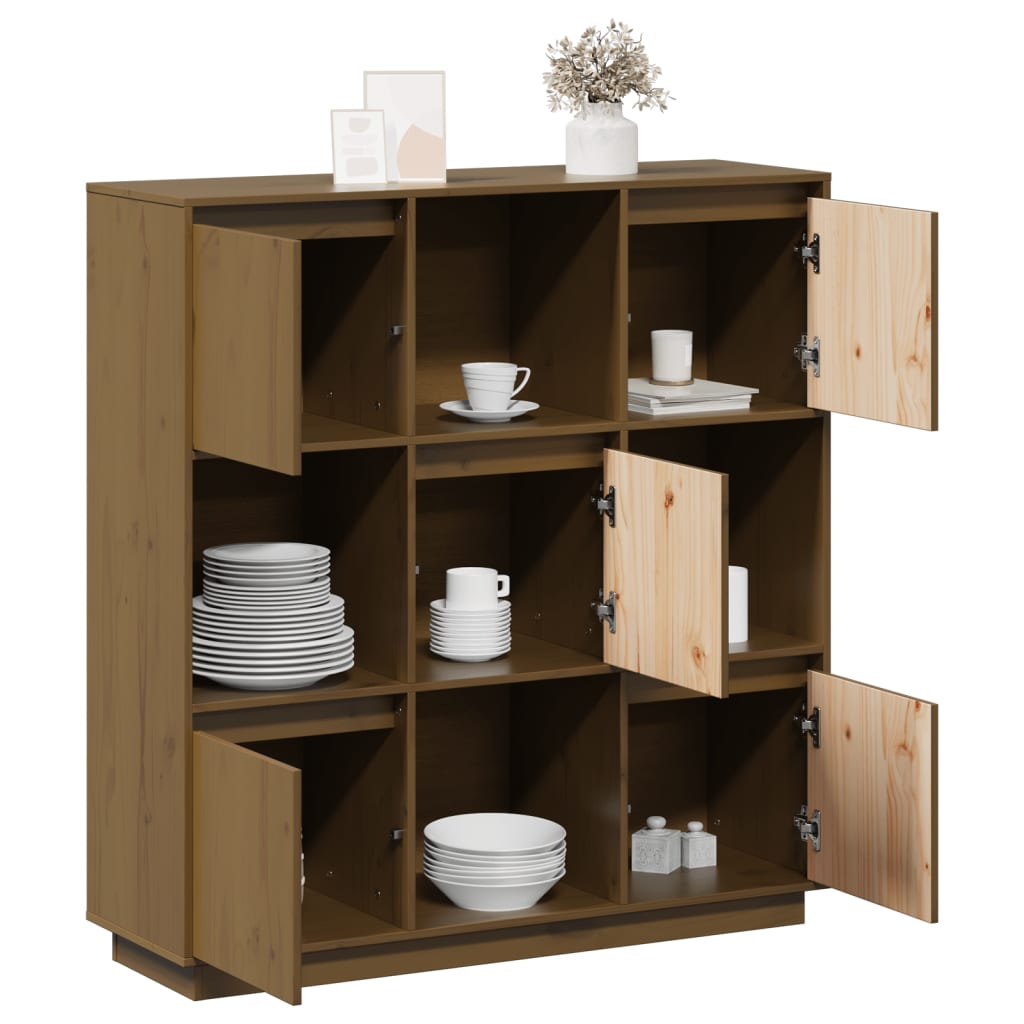 Chest of drawers, honey brown, 110.5x35x117cm, solid pine wood
