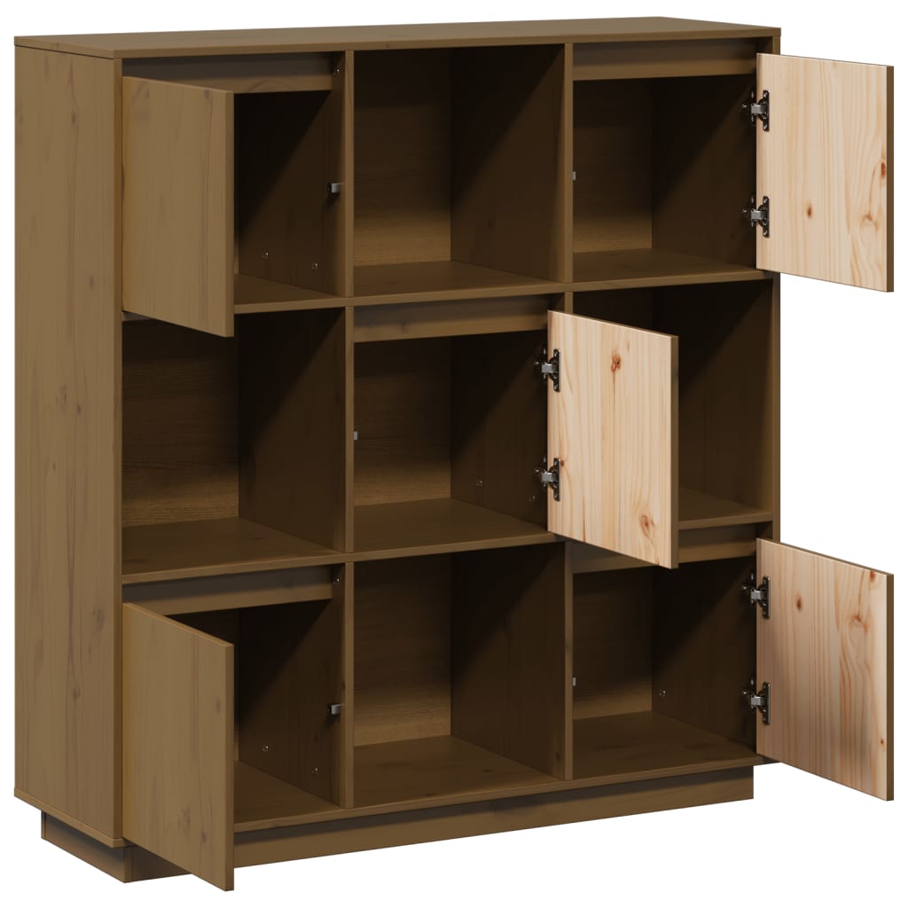 Chest of drawers, honey brown, 110.5x35x117cm, solid pine wood