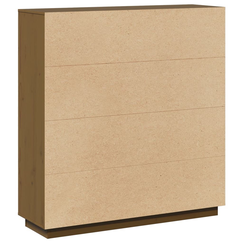 Chest of drawers, honey brown, 110.5x35x117cm, solid pine wood