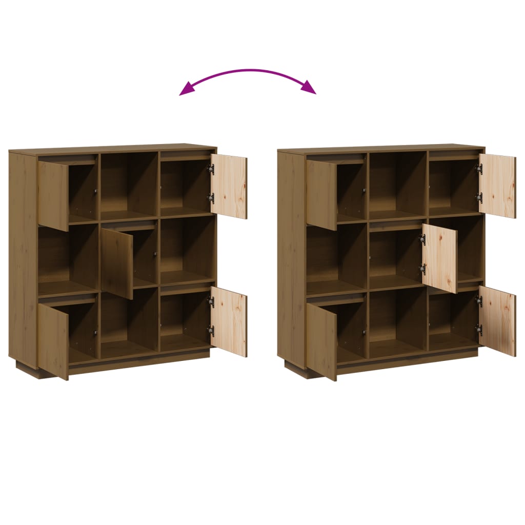 Chest of drawers, honey brown, 110.5x35x117cm, solid pine wood