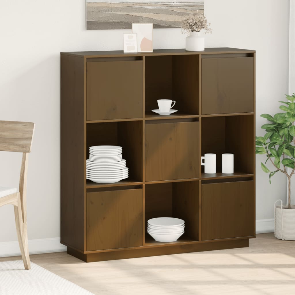 Chest of drawers, honey brown, 110.5x35x117cm, solid pine wood