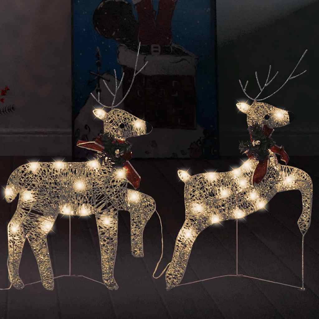 Kalėdiniai elniai, 2vnt., auksinės spalvos, 40 LED lempučių