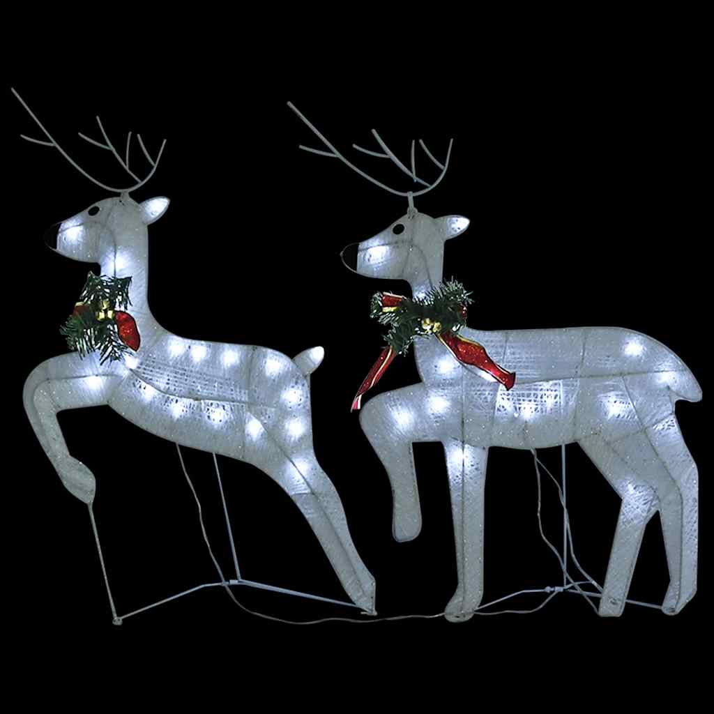 Christmas reindeer, 2 pcs., white, 40 LED lights