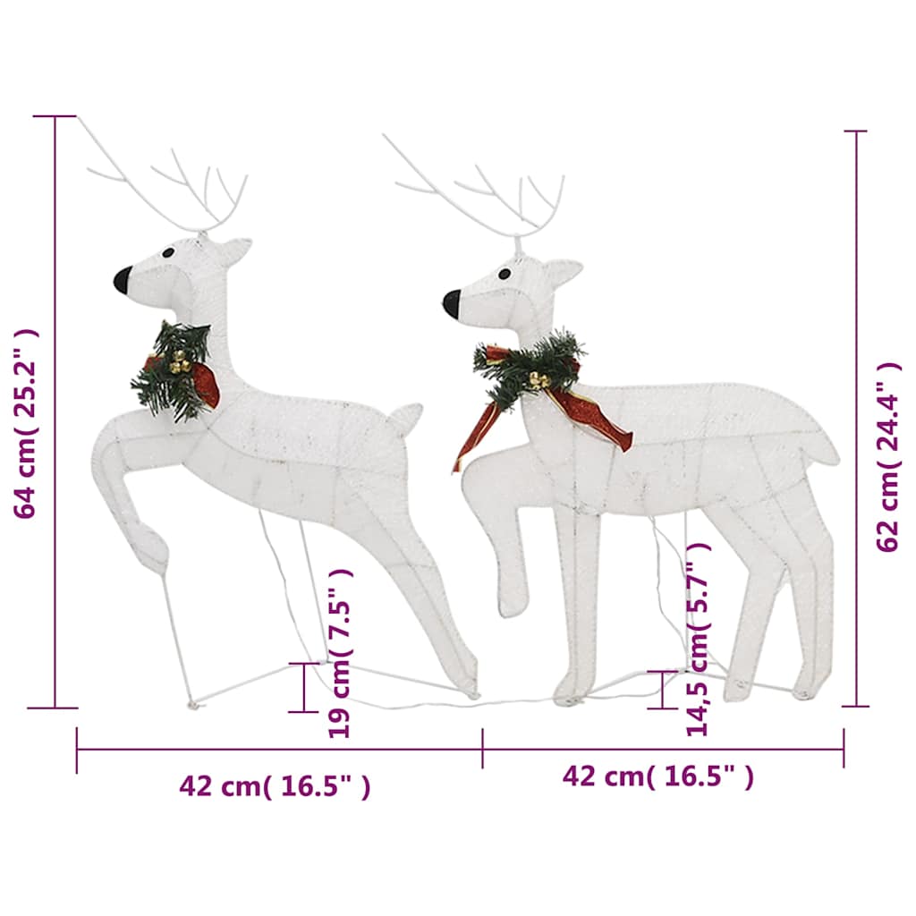 Christmas reindeer, 2 pcs., white, 40 LED lights
