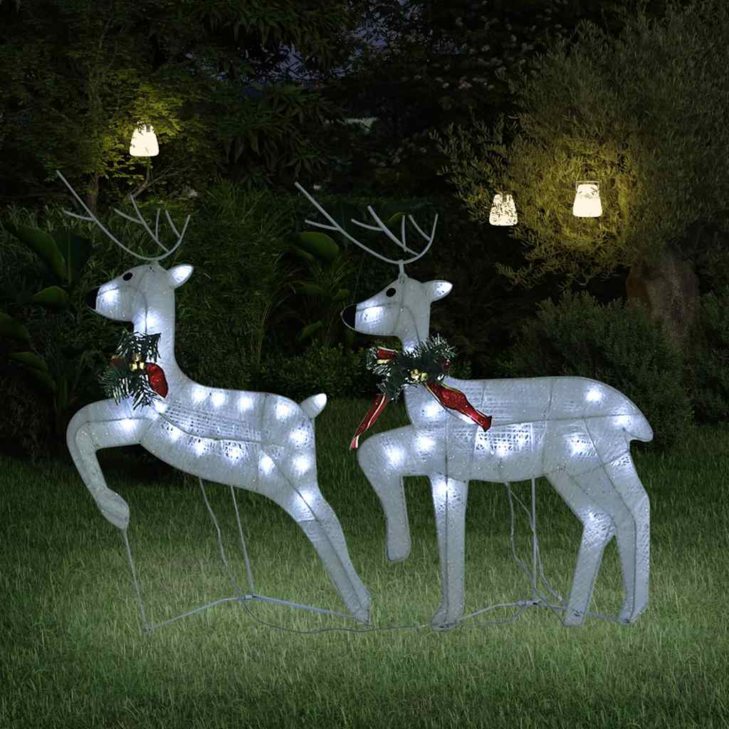 Christmas reindeer, 2 pcs., white, 40 LED lights