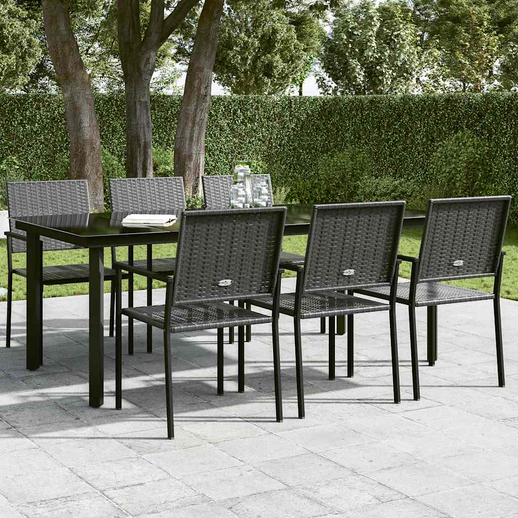 Outdoor dining table, black, 200x100x74cm, steel and glass