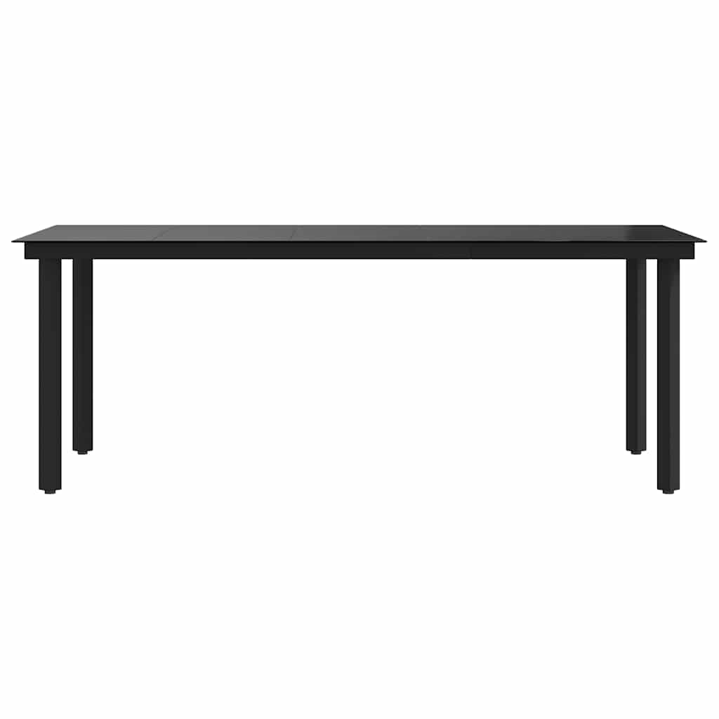 Outdoor dining table, black, 200x100x74cm, steel and glass