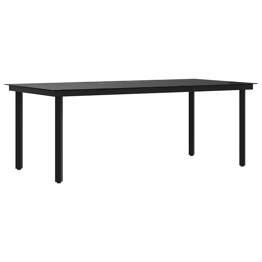 Outdoor dining table, black, 200x100x74cm, steel and glass