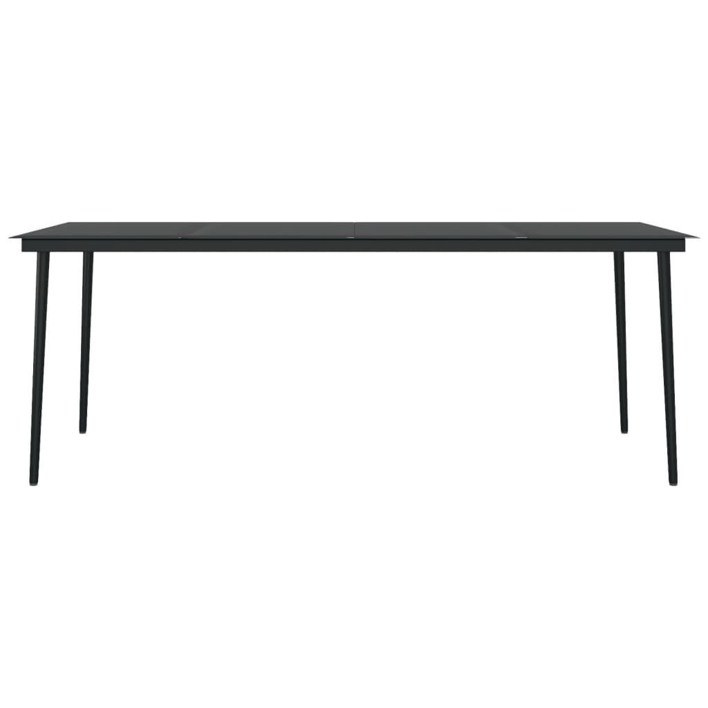 Sodo valgomojo stalas, juodas, 200x100x74cm, plienas ir stiklas