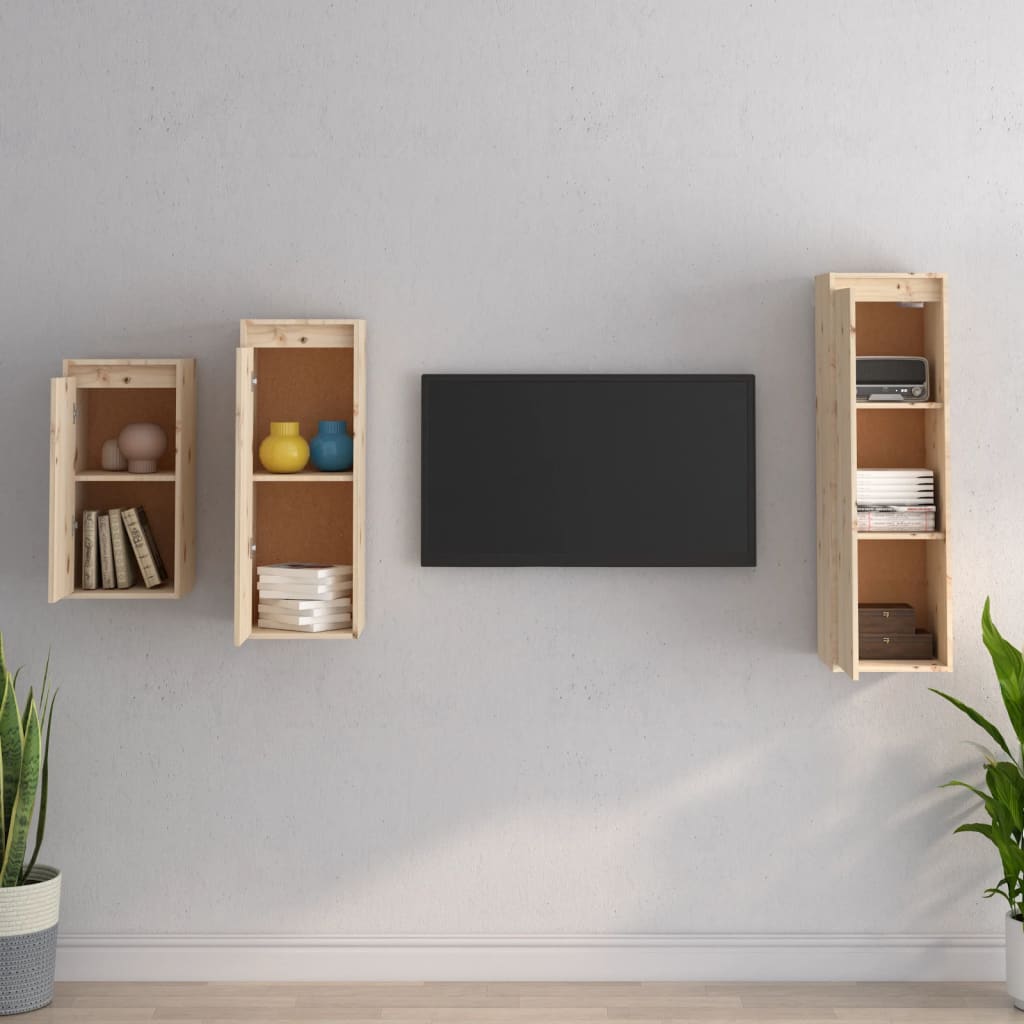 TV cabinets, 3 pcs., solid pine wood