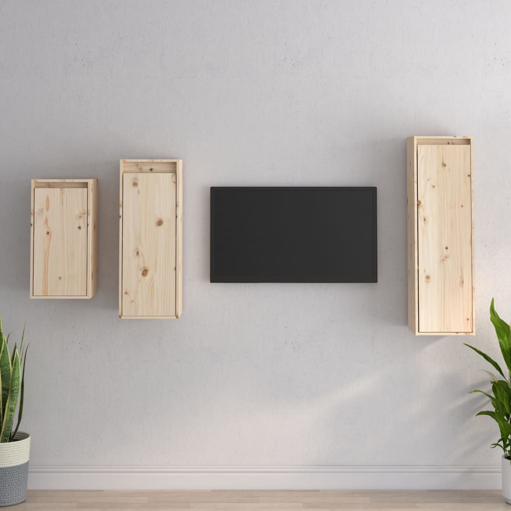 TV cabinets, 3 pcs., solid pine wood