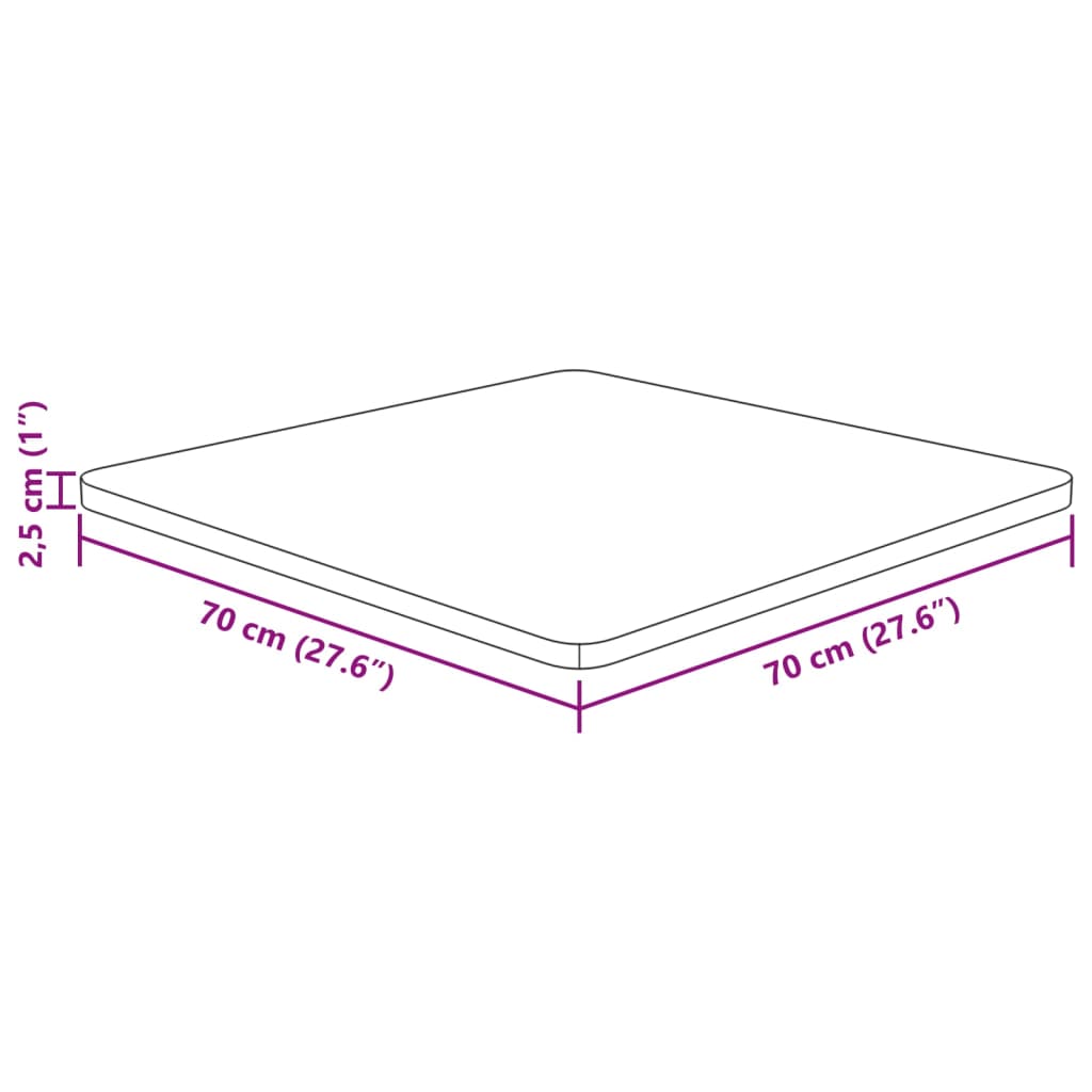 Stalviršis, 70x70x2,5cm, neapdorotas ąžuolo medienos masyvas