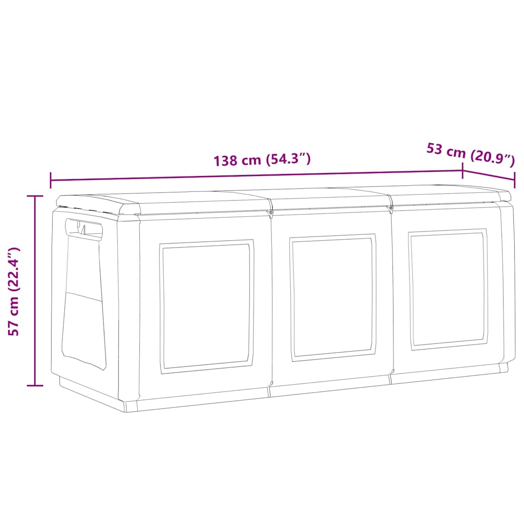 Lauko daiktadėžė MERTON, tamsiai pilka ir juoda, 138cm