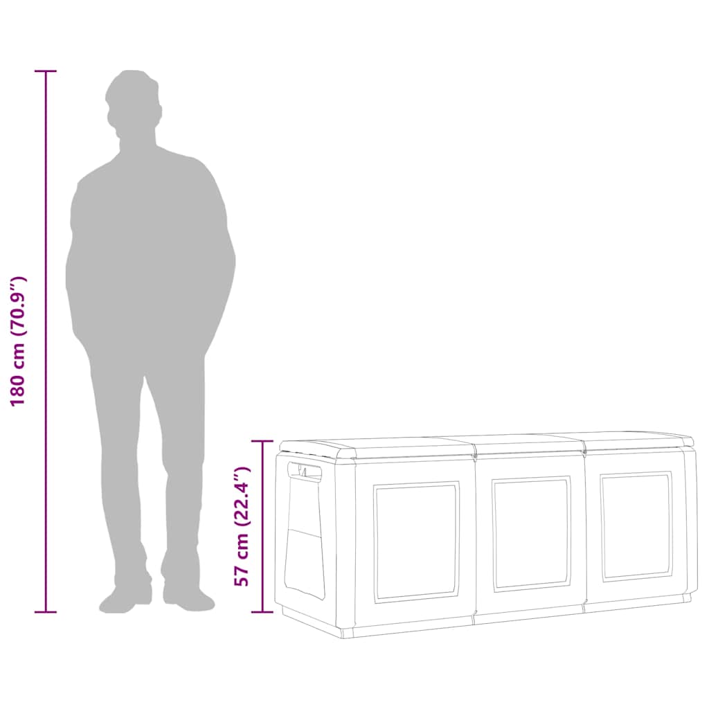 Lauko daiktadėžė MERTON, tamsiai pilka ir juoda, 138cm