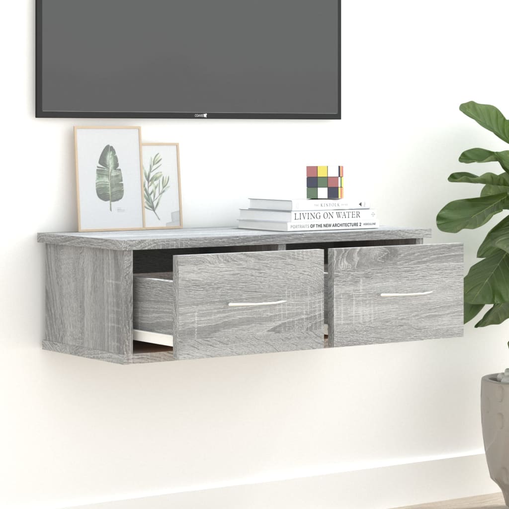 Wall cabinet, grey oak, 60x26x18.5cm, wood