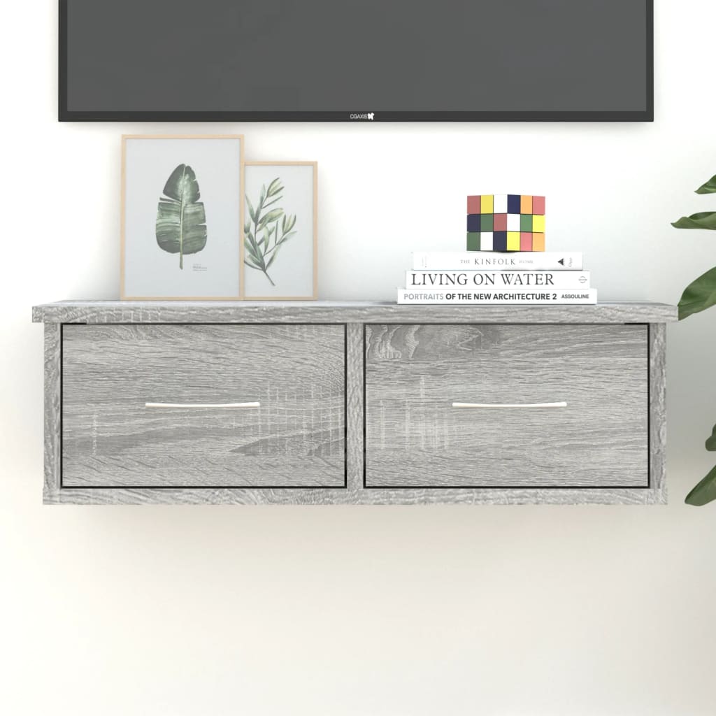 Wall cabinet, grey oak, 60x26x18.5cm, wood