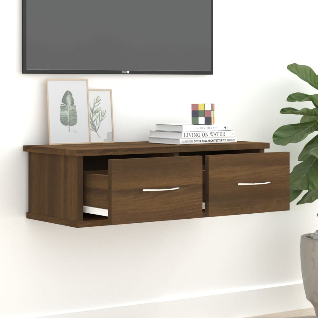 Wall cabinet, brown oak color, 60x26x18.5cm, wood