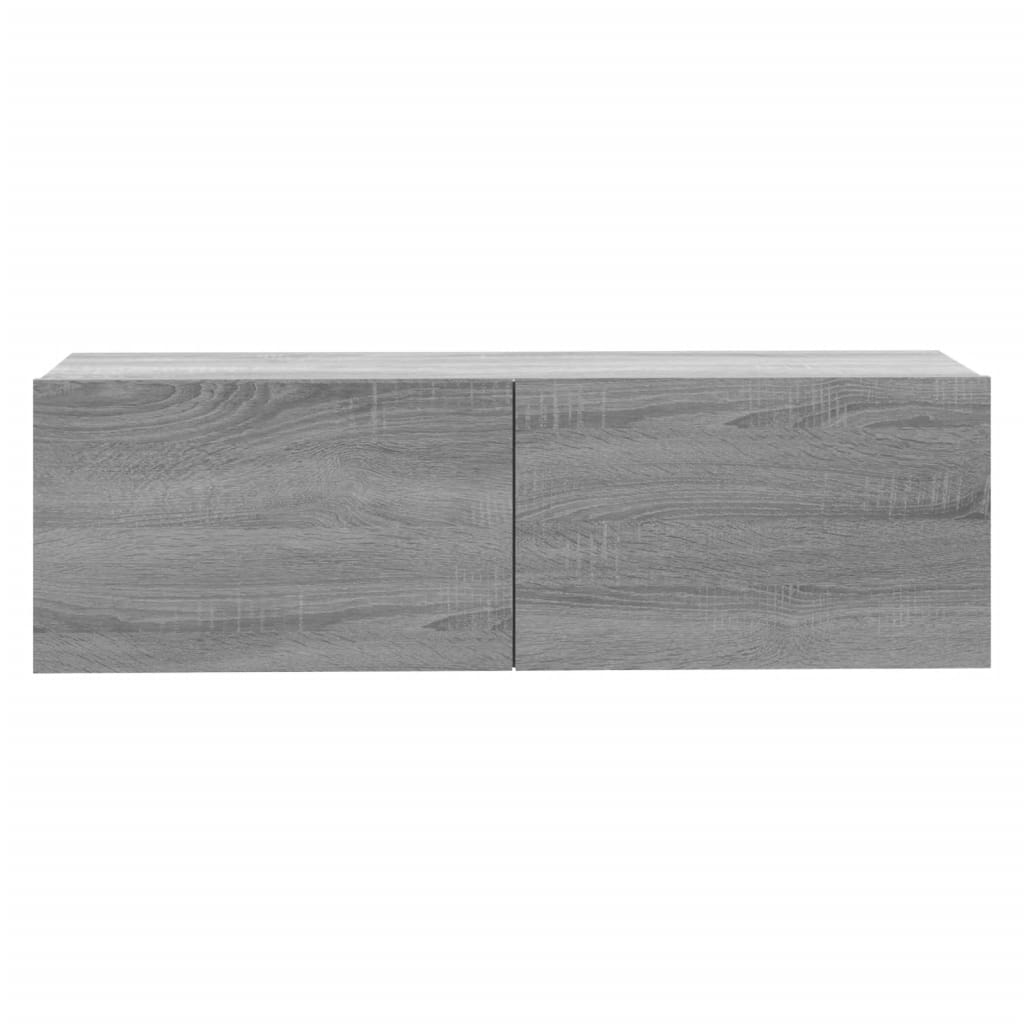 Wall-mounted TV cabinet, grey, 100x30x30 cm, wood