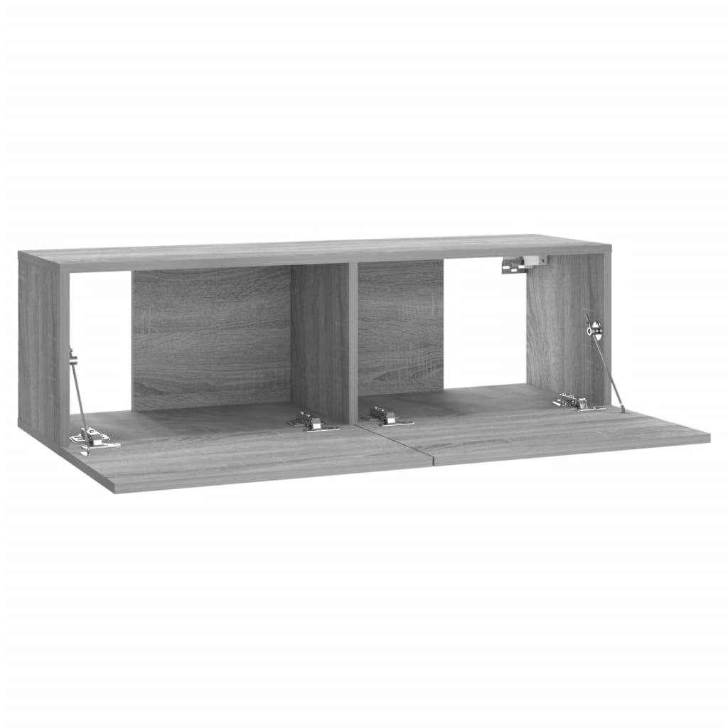 Wall-mounted TV cabinet, grey, 100x30x30 cm, wood