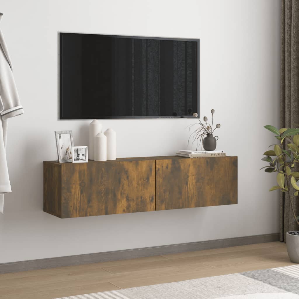 Wall-mounted TV cabinet, oak, 120x30x30 cm, wood