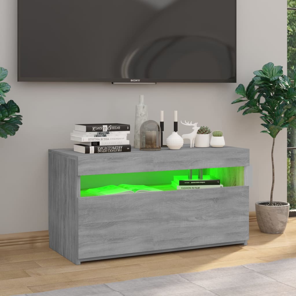 Televizoriaus spintelė su LED apšvietimu, pilka, 75x35x40cm