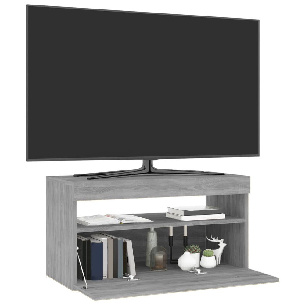 Televizoriaus spintelė su LED apšvietimu, pilka, 75x35x40cm
