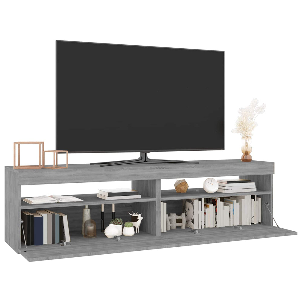 Televizoriaus spintelės su LED, 2vnt., pilkos, 75x35x40cm