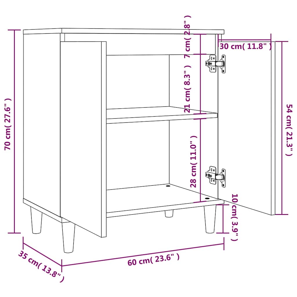 Side cabinet, smoke oak color, 60x35x70cm, wood