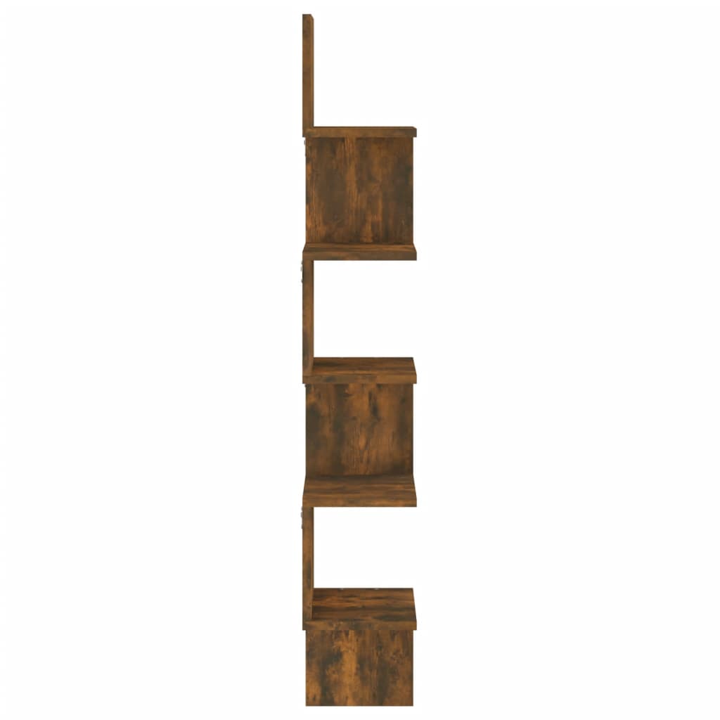 Wall corner shelf, smoky oak, 20x20x127.5cm, wood