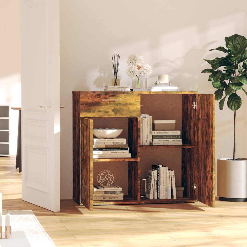 Side cabinet, smoked oak, 80x36x75cm, wood