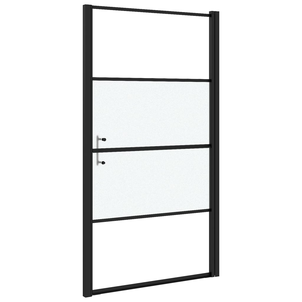 Shower doors, black, 100x178cm, glass, semi-frosted