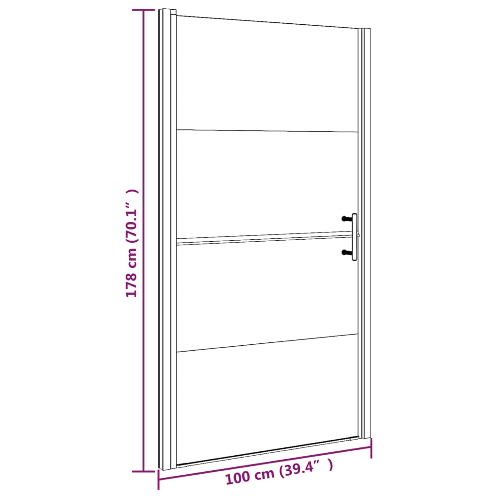 Shower doors, black, 100x178cm, glass, semi-frosted