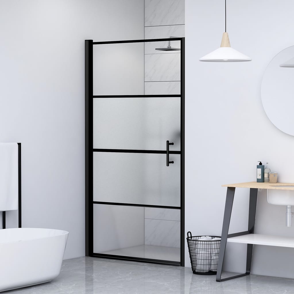 Shower doors, black, 100x178cm, glass, semi-frosted