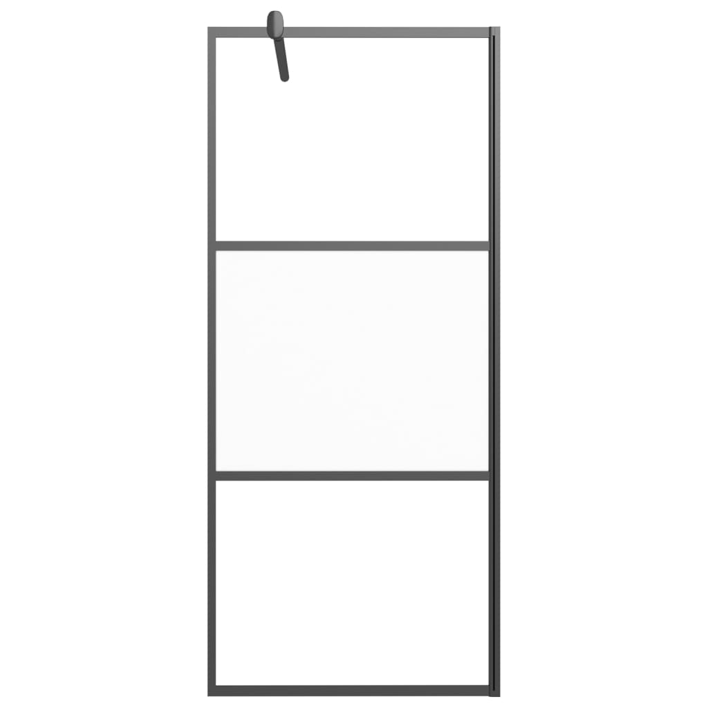 Shower screen, black, 80x195cm, ESG glass, semi-frosted