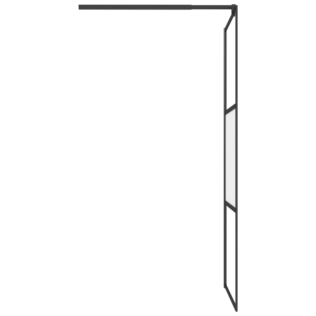 Shower screen, black, 80x195cm, ESG glass, semi-frosted