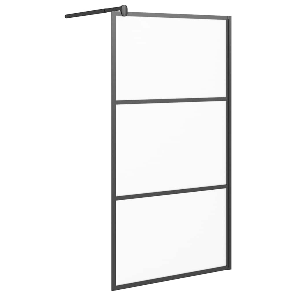 Shower screen, black, 100x195cm, ESG glass, frosted