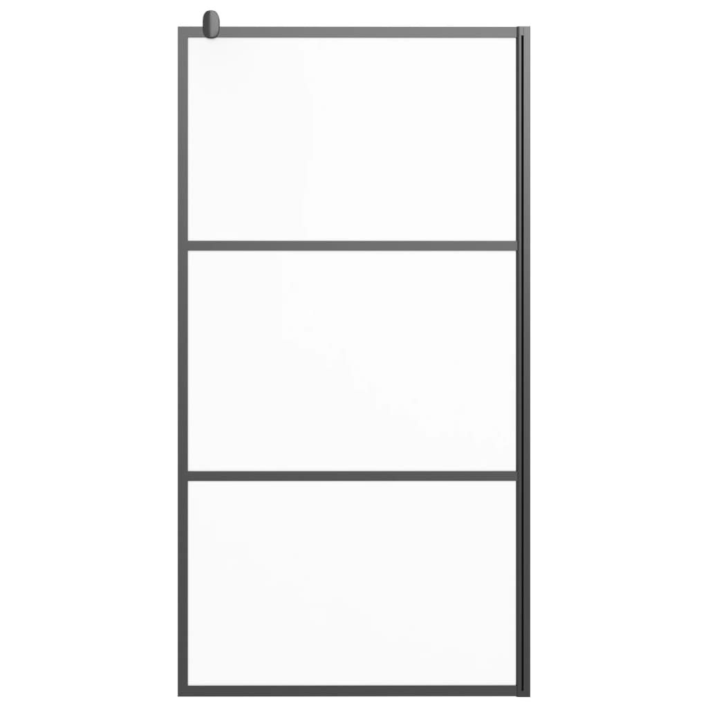 Shower screen, black, 100x195cm, ESG glass, frosted