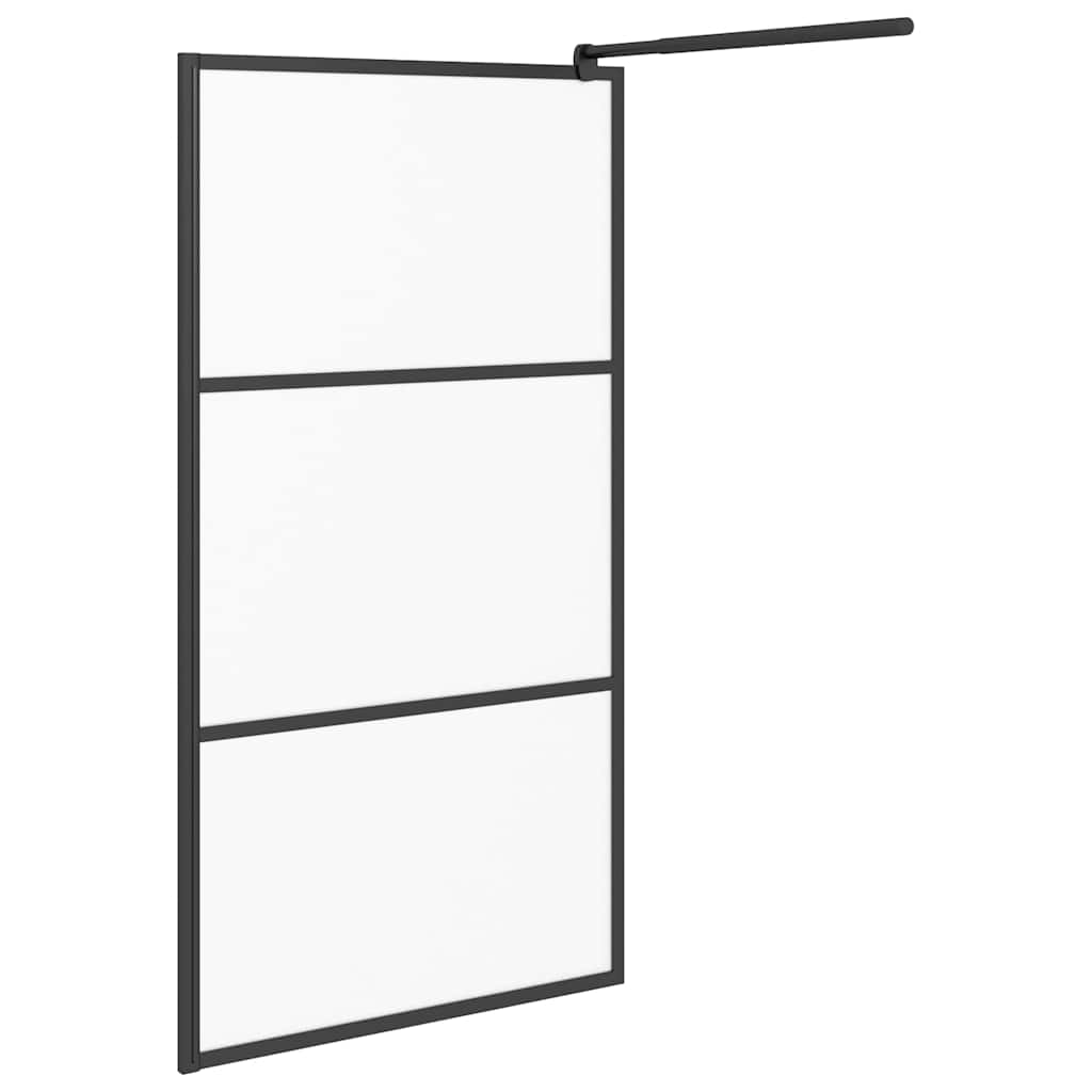 Shower screen, black, 100x195cm, ESG glass, frosted
