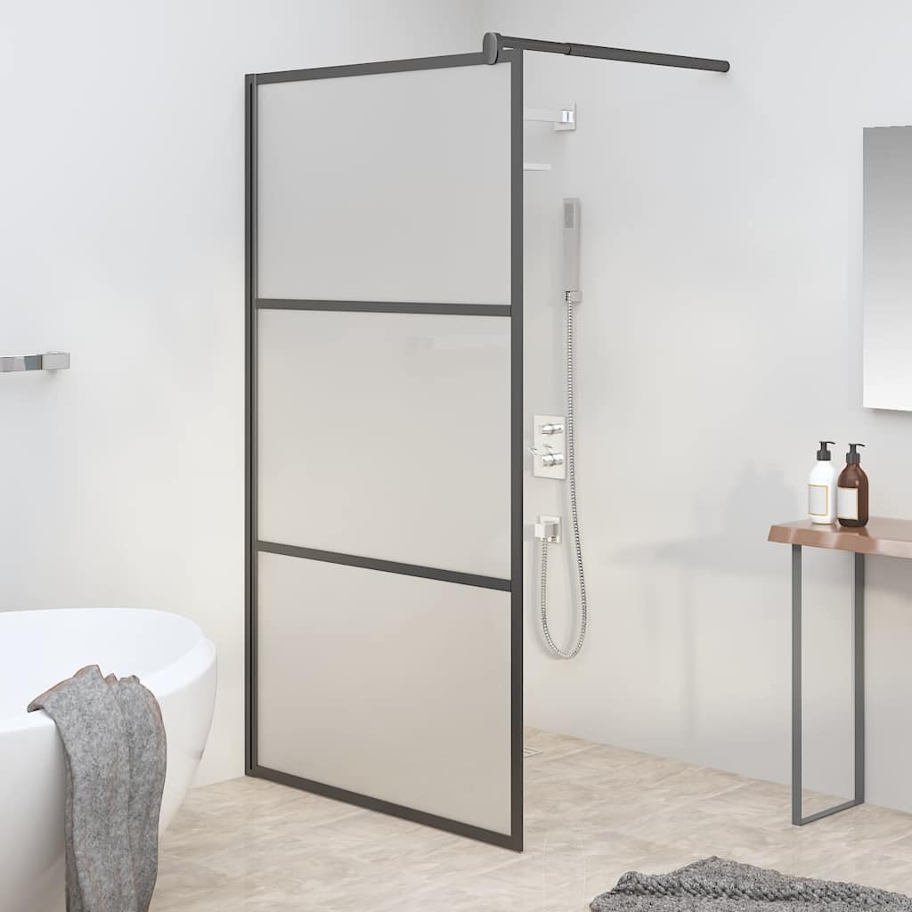 Shower screen, black, 100x195cm, ESG glass, frosted