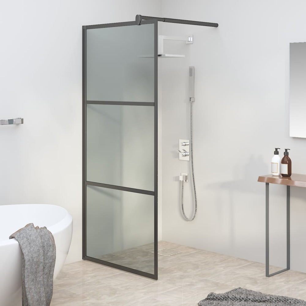 Shower screen, black, 90x195cm, dark ESG glass