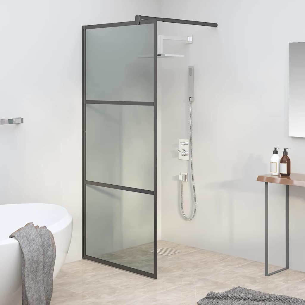 Shower screen, black, 90x195cm, dark ESG glass