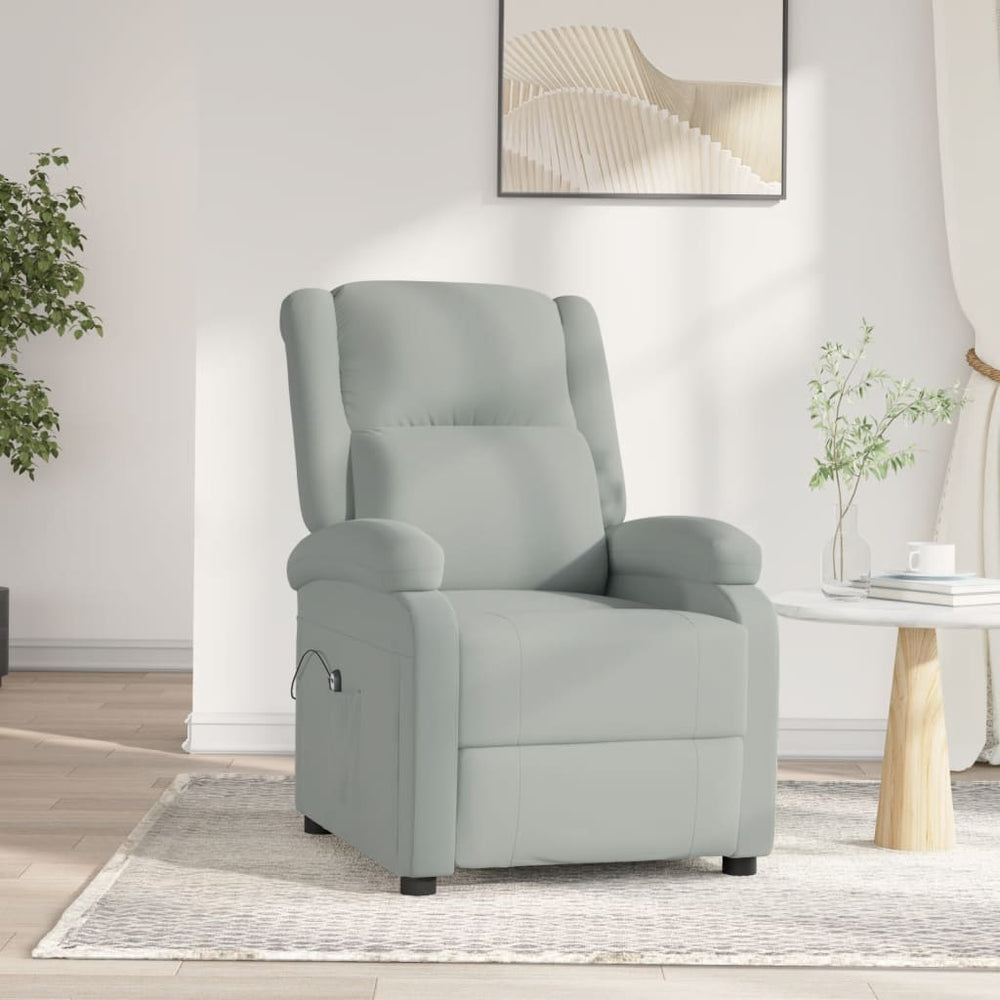 Electric reclining armchair, light grey, velvet