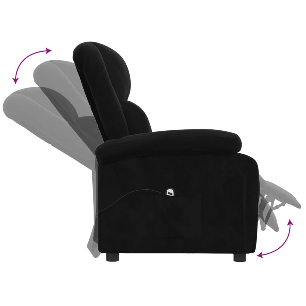 Electric recliner, black, velvet