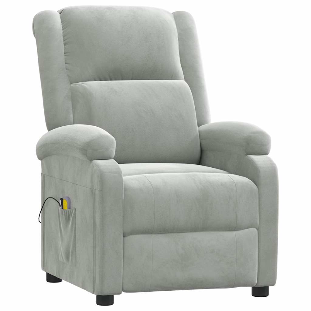 Electric massage chair, light gray, velvet