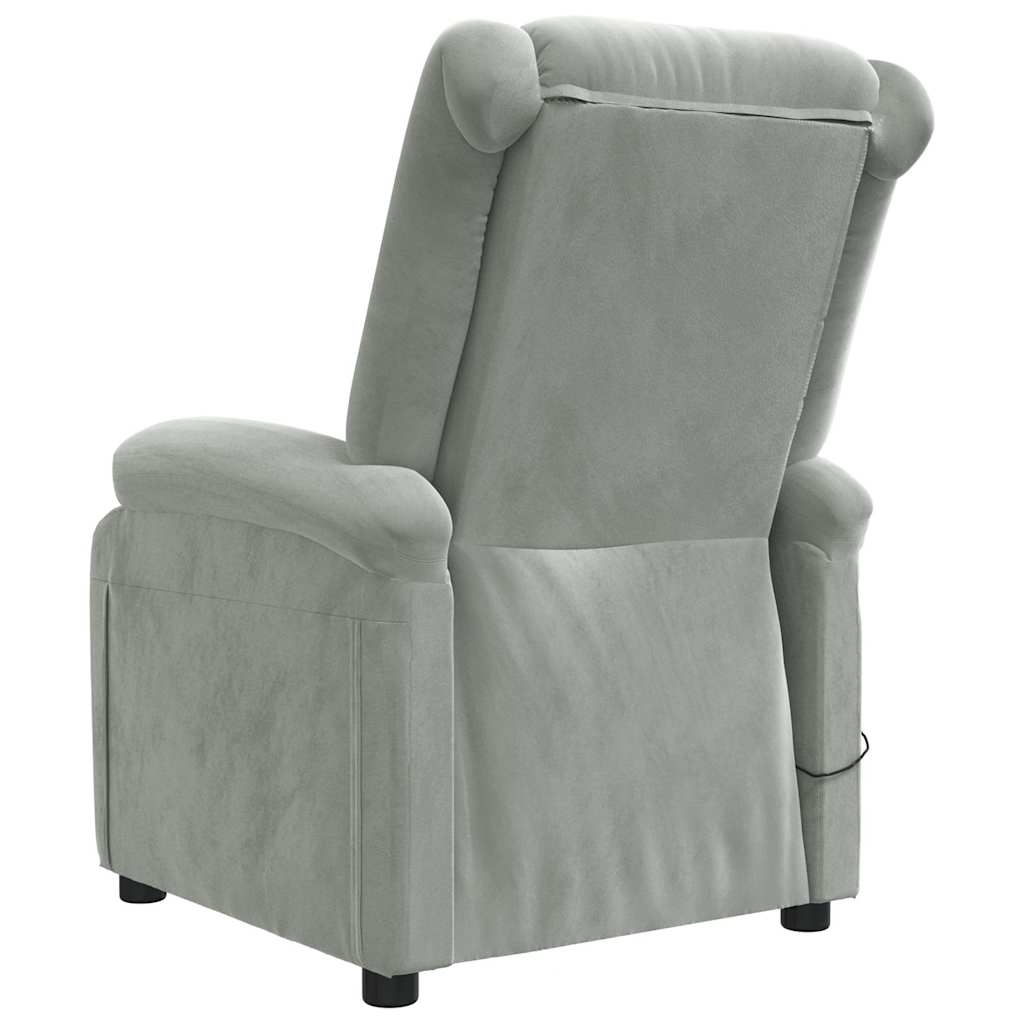 Electric massage chair, light gray, velvet