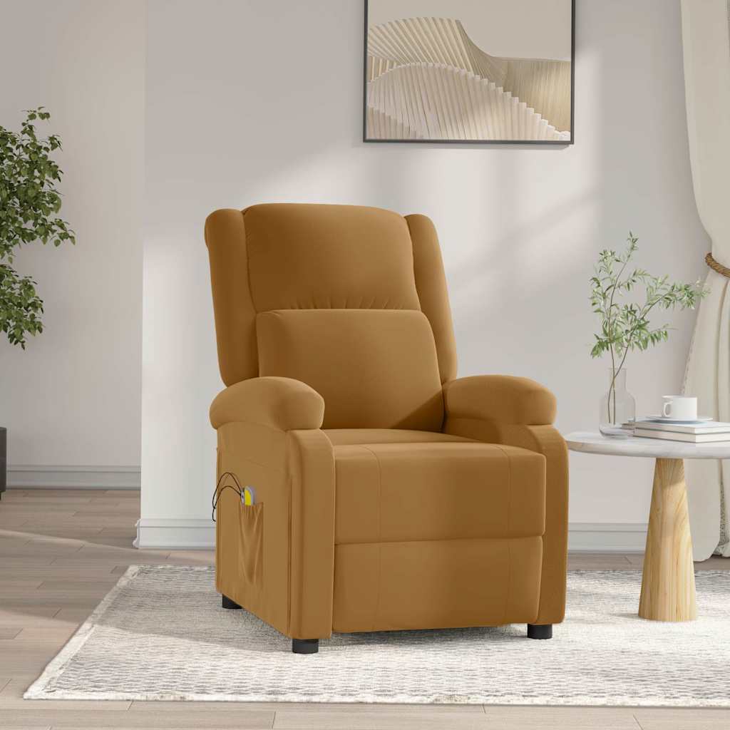 Electric massage chair, brown, velvet